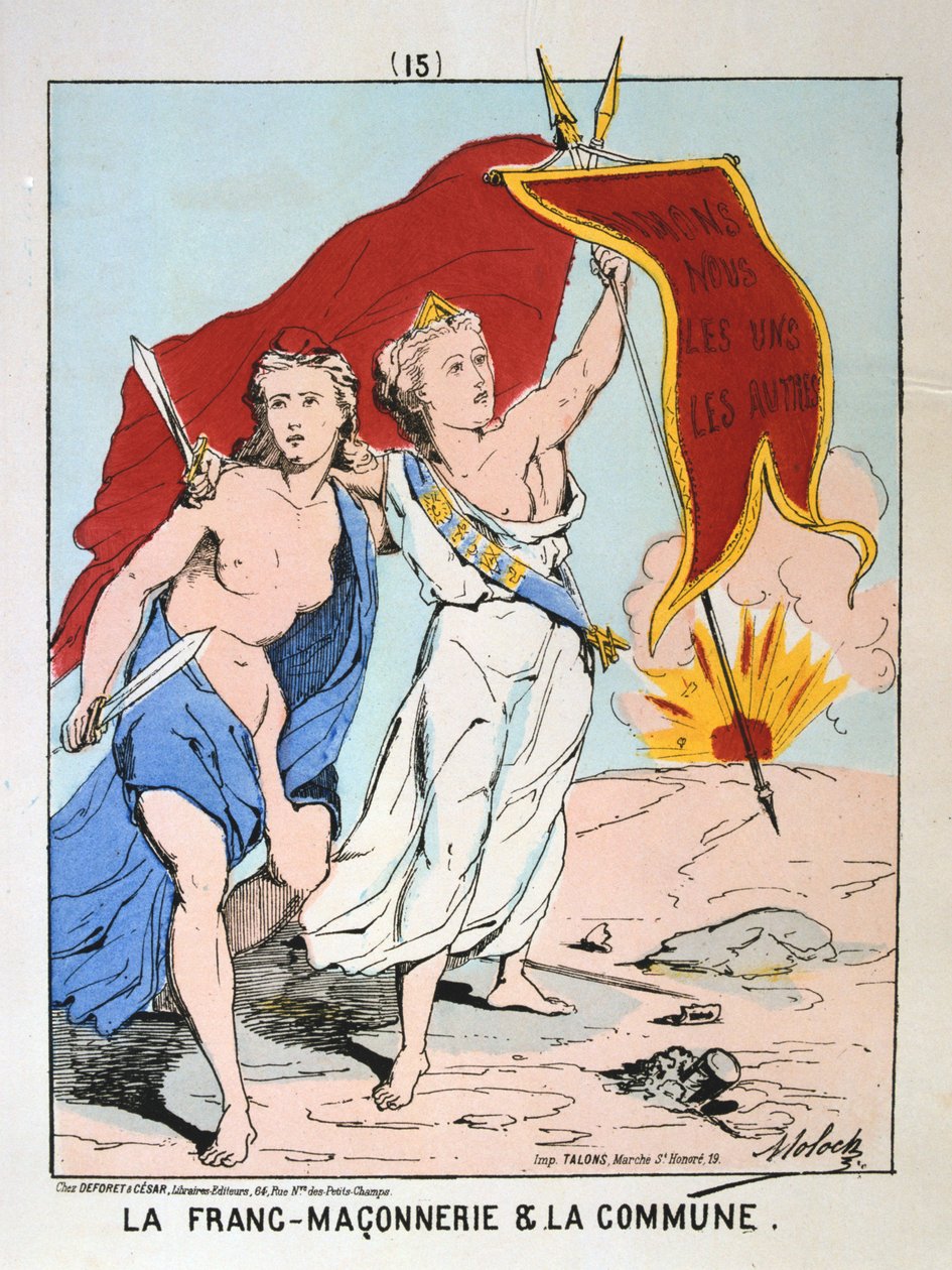 A szabadkőművesség és a kommün allegóriája, Párizs Kommün, 1871. alkotó: Unbekannt