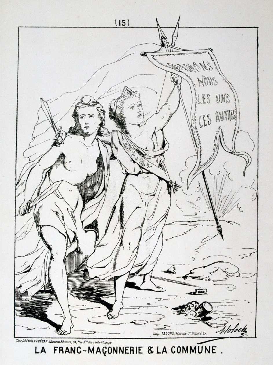 A szabadkőművesség és a kommün allegóriája, Párizs Kommün, 1871. alkotó: Unbekannt