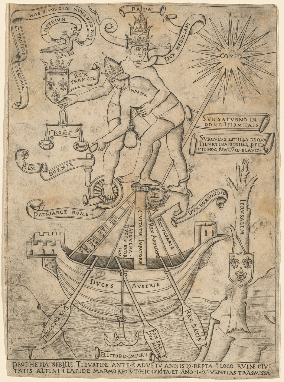 A császár és a pápa allegóriája, c. 1495. alkotó: Unbekannt