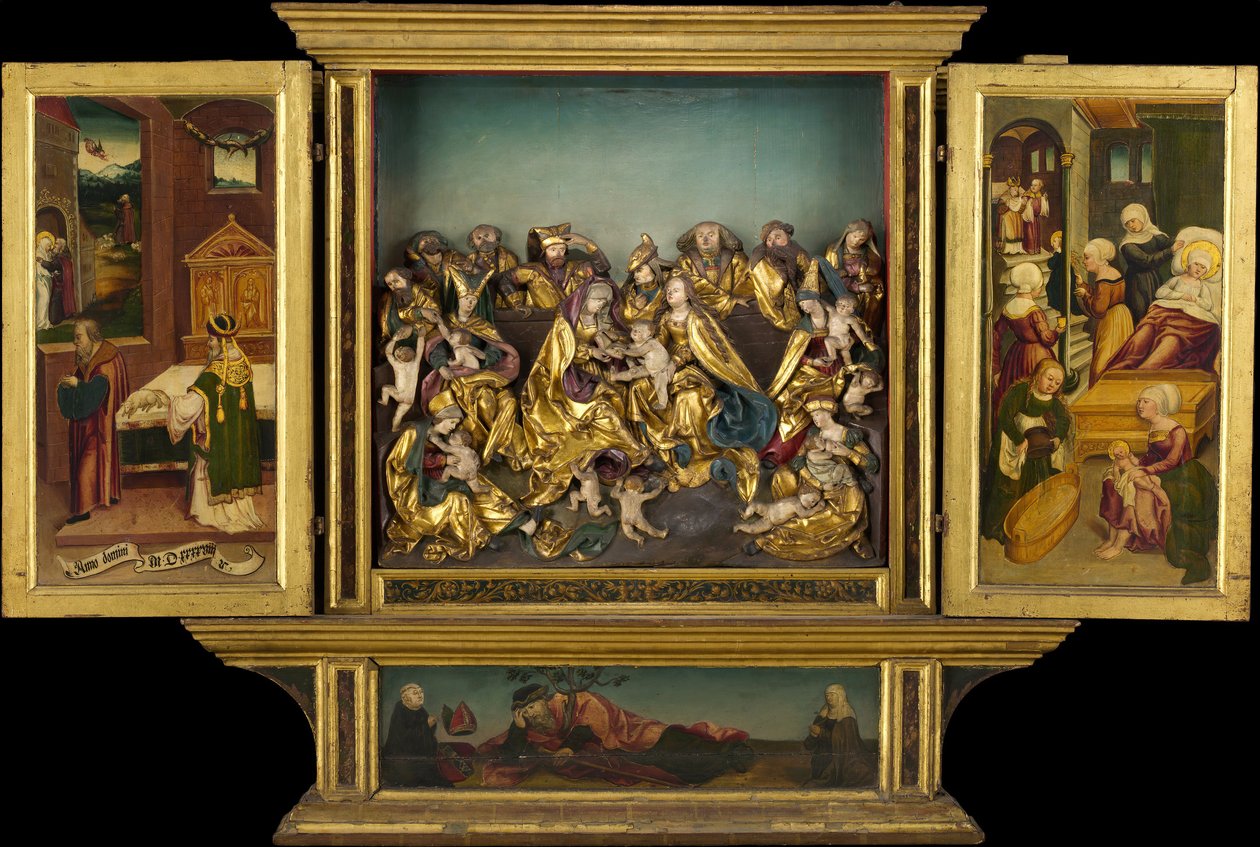 Oltárkép a Szűzanya életének jeleneteivel, német, 1548. alkotó: Unbekannt