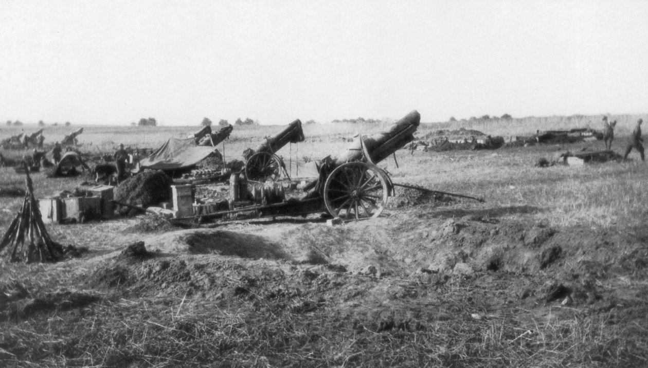 Amerikai 155. tüzérségi üteg, Soissonstól délre, Franciaország, 1918. július 18. alkotó: Unbekannt