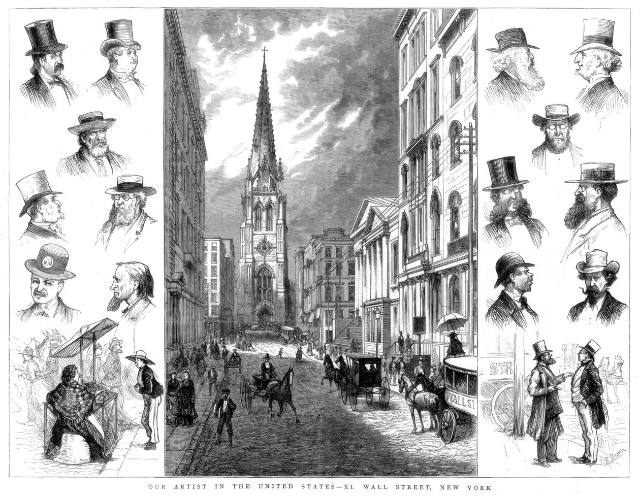 Amerikai üzletemberek és a Wall Street, New York, USA, 1877 alkotó: Unbekannt