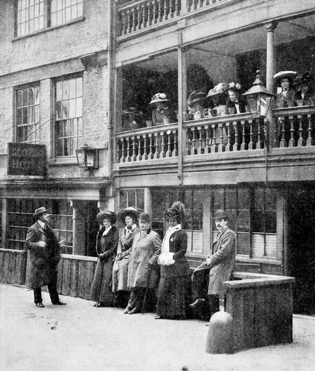 Amerikaiak Londonban, buli a George Hotelben, Borough, Southwark, London, 1910 alkotó: Unbekannt