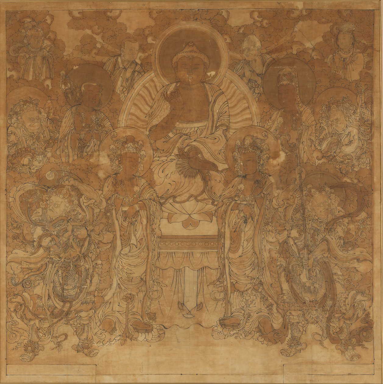 Amitabha Buddha gyülekezete a nyugati paradicsomban, 18. század vége – 19. század eleje. alkotó: Unbekannt