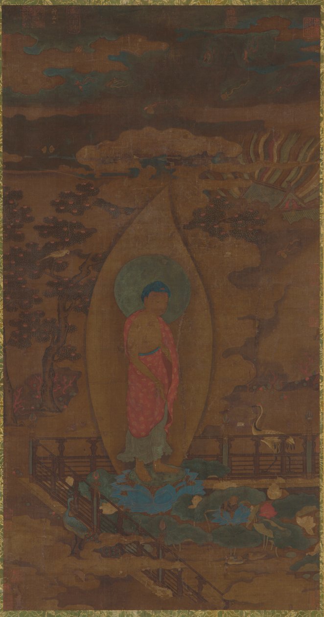 Amitabha egy lélek üdvözlése a paradicsomban, Ming-dinasztia, 16-17. század. alkotó: Unbekannt
