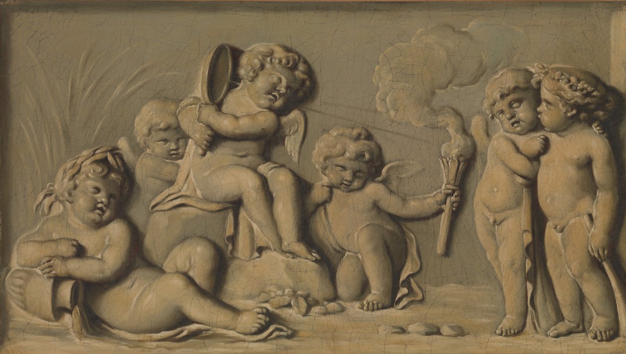 Amorini az egyik párban játszik, 1770-90. alkotó: Unbekannt