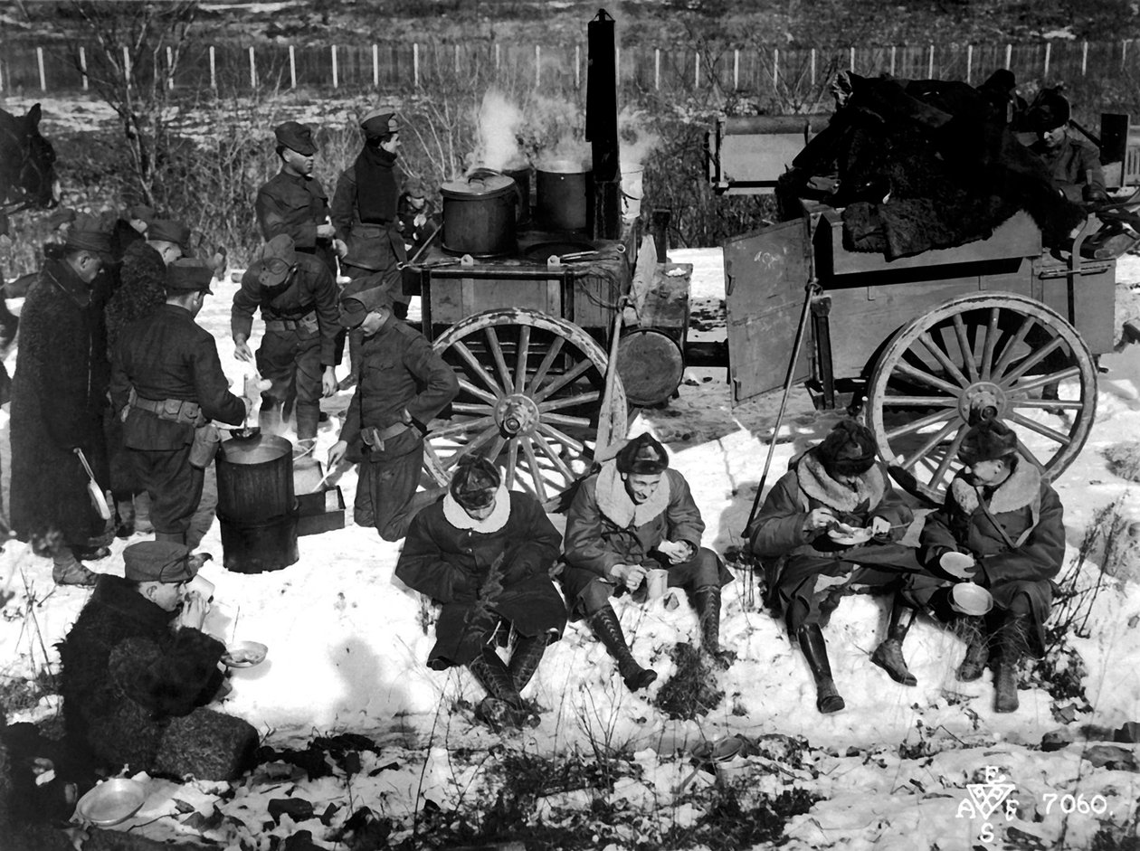 Amerikai gyalogsági tábor Szibériában, Oroszországban, 1918 decemberében. alkotó: Unbekannt