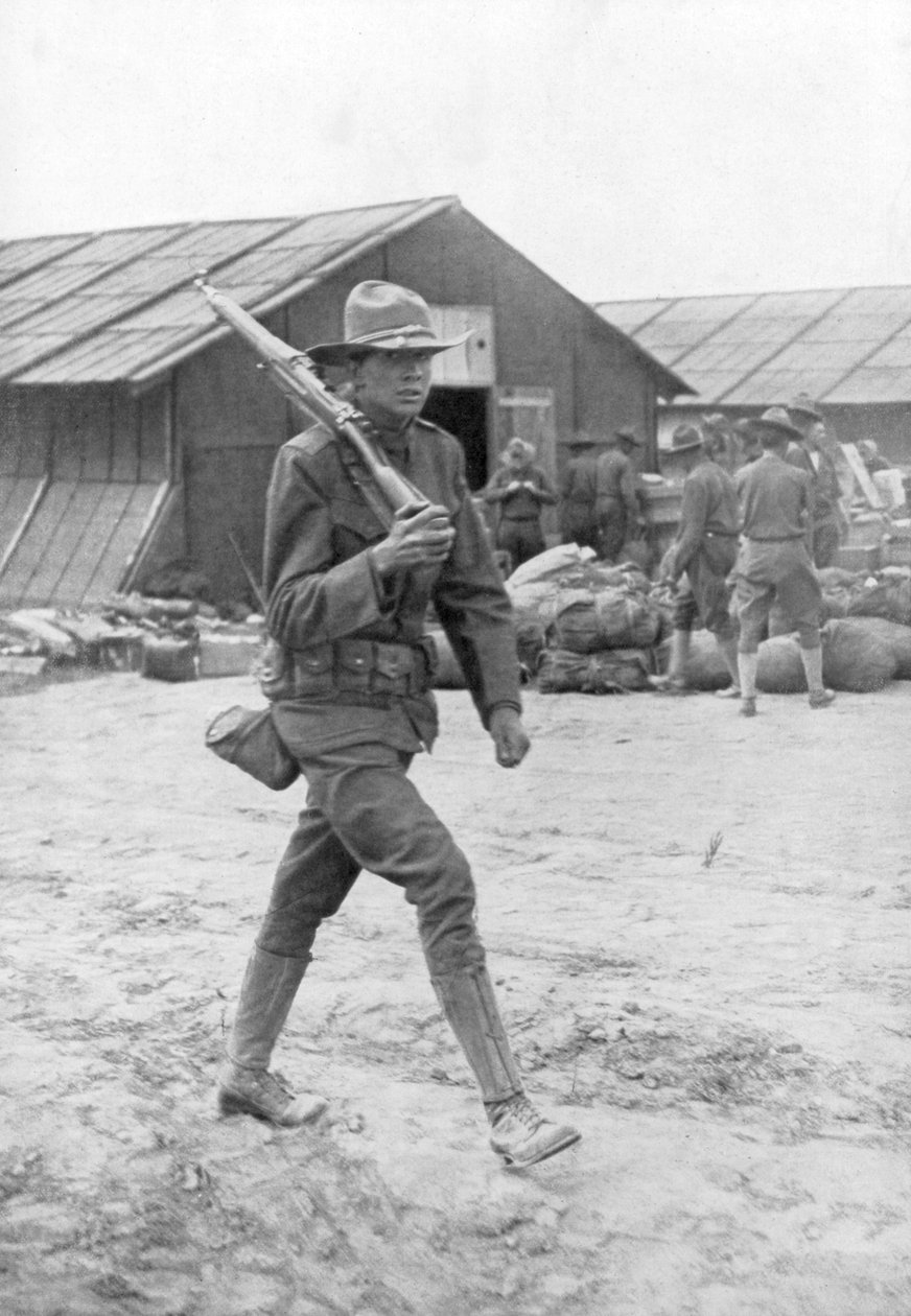 Egy amerikai katona őrszolgálatban, Saint Nazaire, Franciaország, 1917 alkotó: Unbekannt