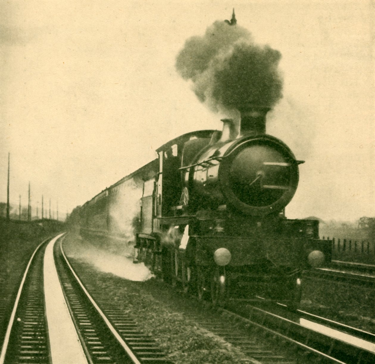 Csillagosztályú motor, nagy sebességgel vizet szív fel, Goring, Great Western Railway, 1930. alkotó: Unbekannt