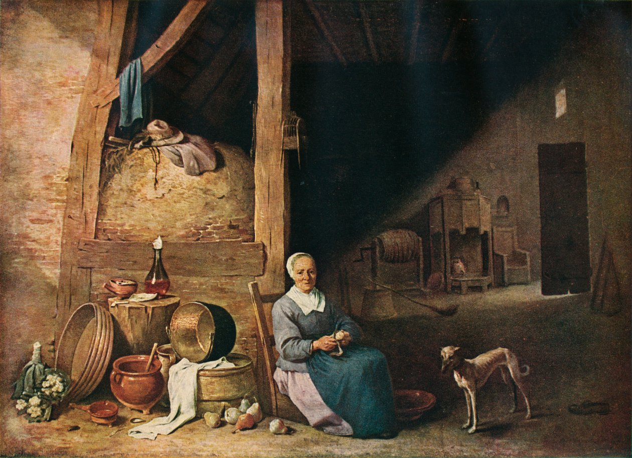 Egy öregasszony körtét pucol, c1640 alkotó: Unbekannt