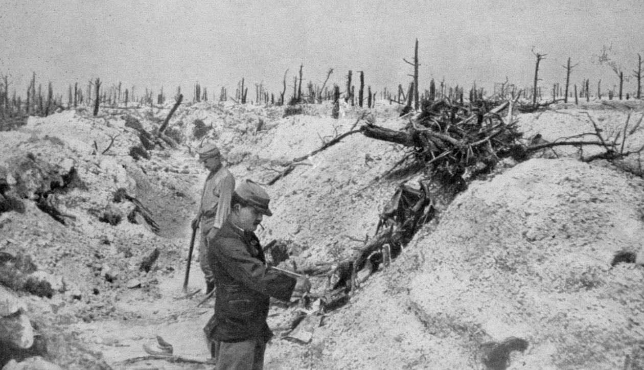 Egy elhagyott német árok Mesnil környékén, Champagne, Franciaország, I. világháború, 1915 alkotó: Unbekannt