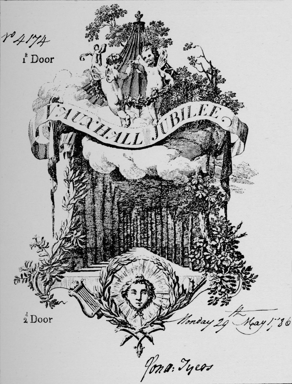 Belépőjegy a Vauxhall Gardensbe, 1786, 1912 alkotó: Unbekannt