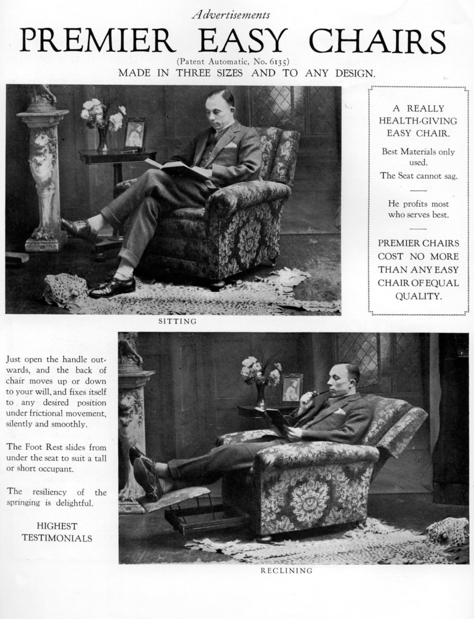 Premier fotelek reklámja, 1926 alkotó: Unbekannt