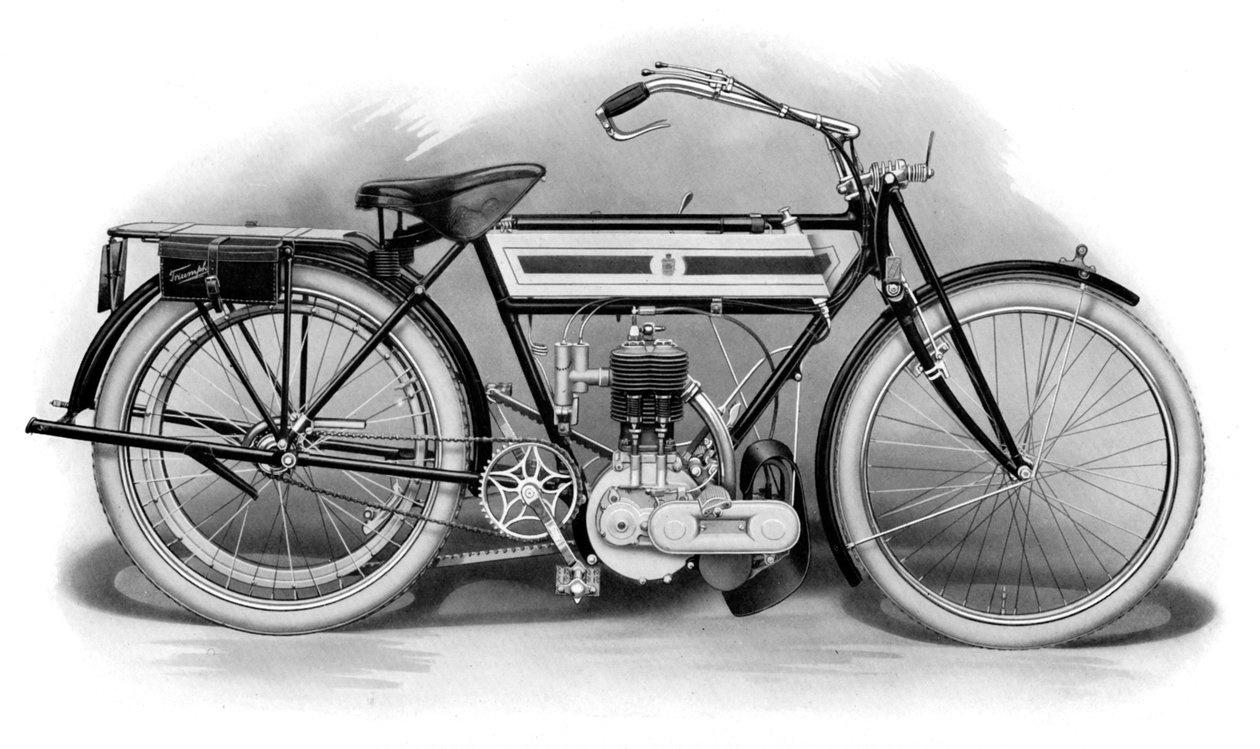 Egy korai Triumph motorkerékpár, 1911-1912 alkotó: Unbekannt