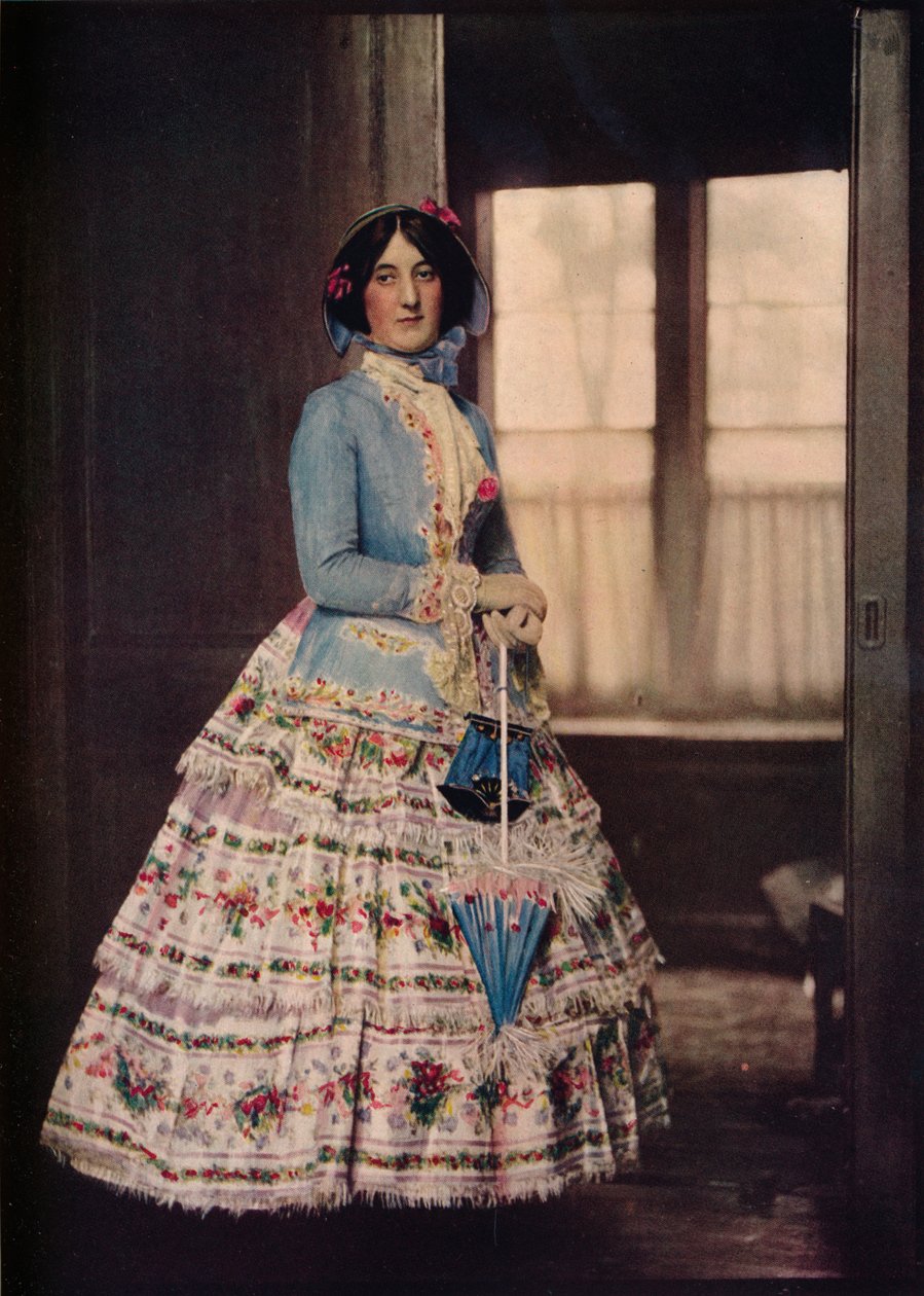 Hímzett kabát, kedves selyem géz szoknyával. 1850 és 1860 között divatban, c1913 alkotó: Unbekannt