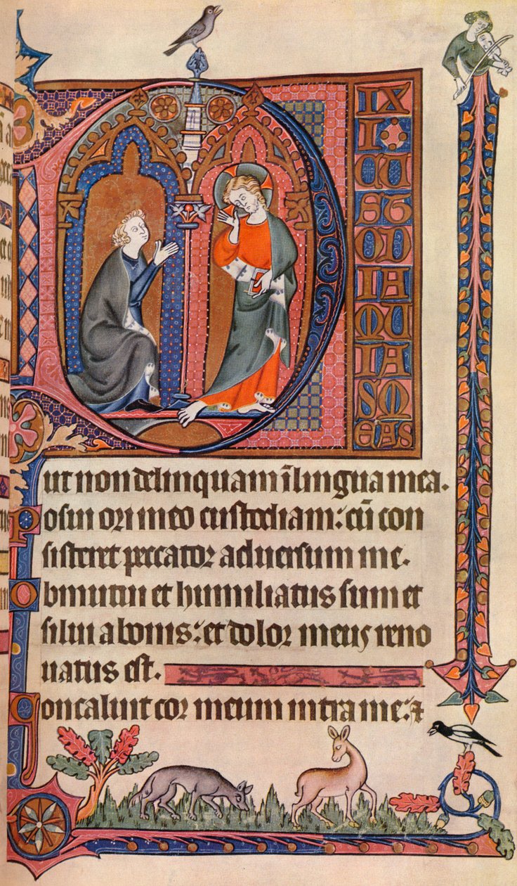 Egy megvilágított oldal a Vaux-Bardolf Zsoltárból, c1310, 1937 alkotó: Unbekannt