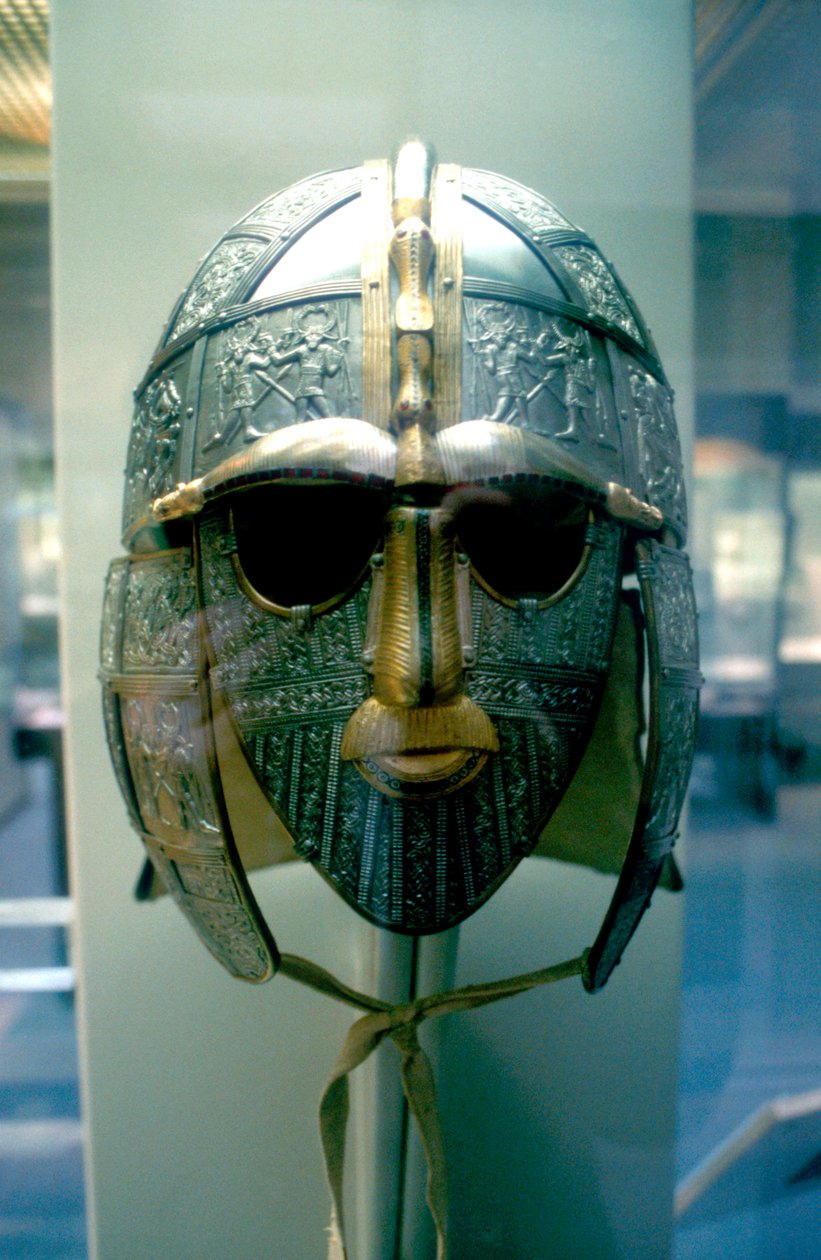 Angolszász sisak és maszk a Sutton Hoo kincsből, 7. század alkotó: Unbekannt