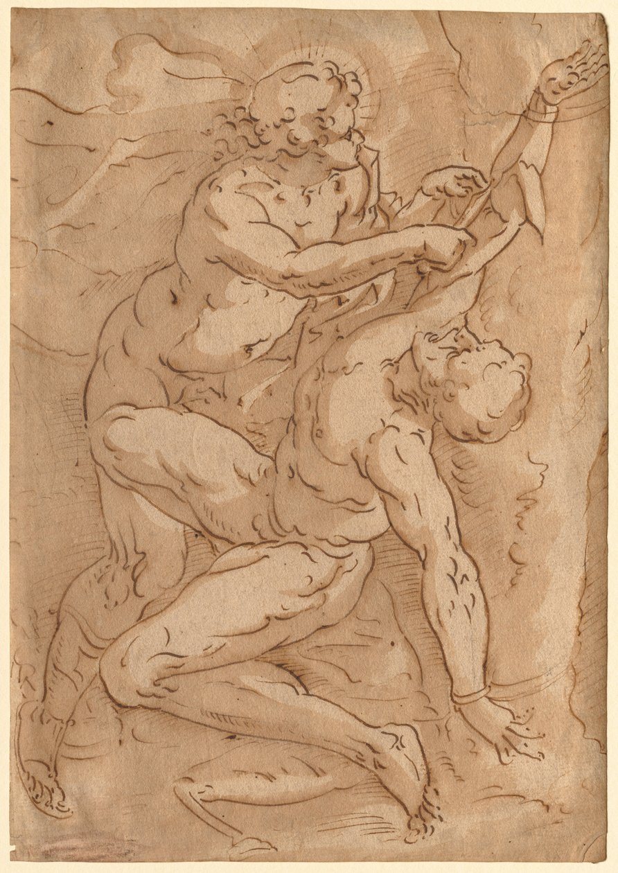 Apollo Flaying Marsyas recto Két vázlat egy anyáról és egy gyermekről verso, 16. század. alkotó: Unbekannt