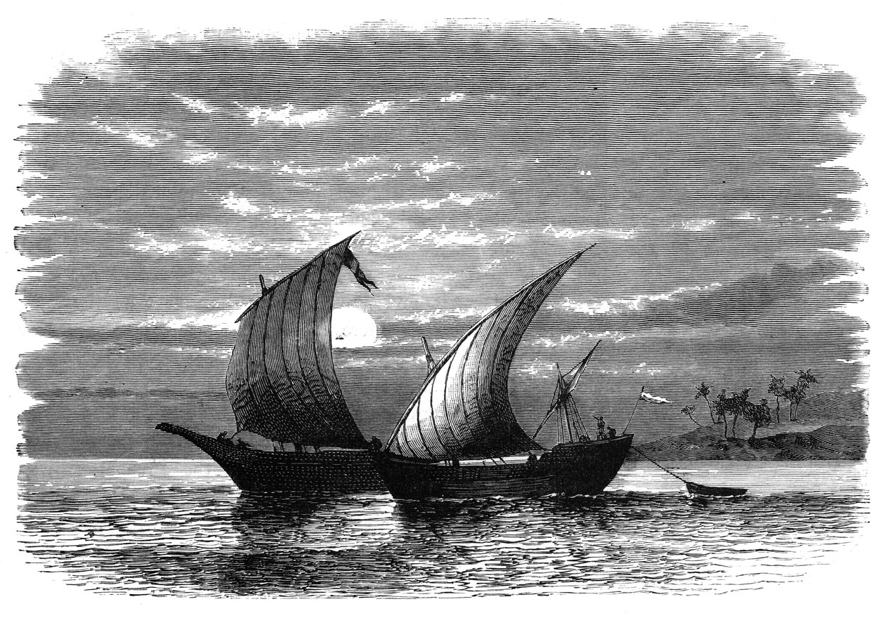 Arab dhow-k a Vörös-tengeren, 1890 alkotó: Unbekannt
