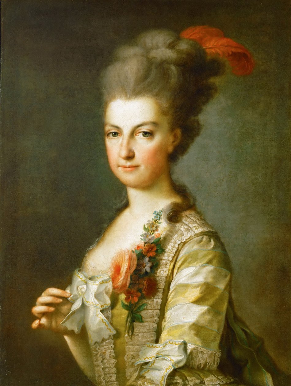 Mária Krisztina főhercegnő 1742-1798, Teschen hercegné, csíkos selyemruhában, kb 1766-1770 alkotó: Unbekannt