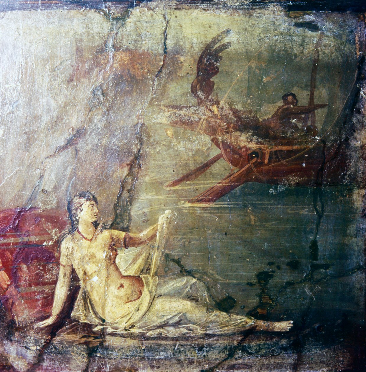 Thészeusz által elhagyott Ariadne, római falfestmény Herculaneumból, I. század alkotó: Unbekannt