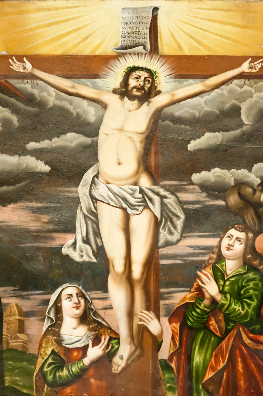 Örmény Apostoli Egyház; Falfestmény; jelenet az Újszövetségből; Jézus keresztre feszítése; Vank székesegyház; Jolfa vagy Új Julfa; Iszfahán; Irán; Ázsia alkotó: Unbekannt