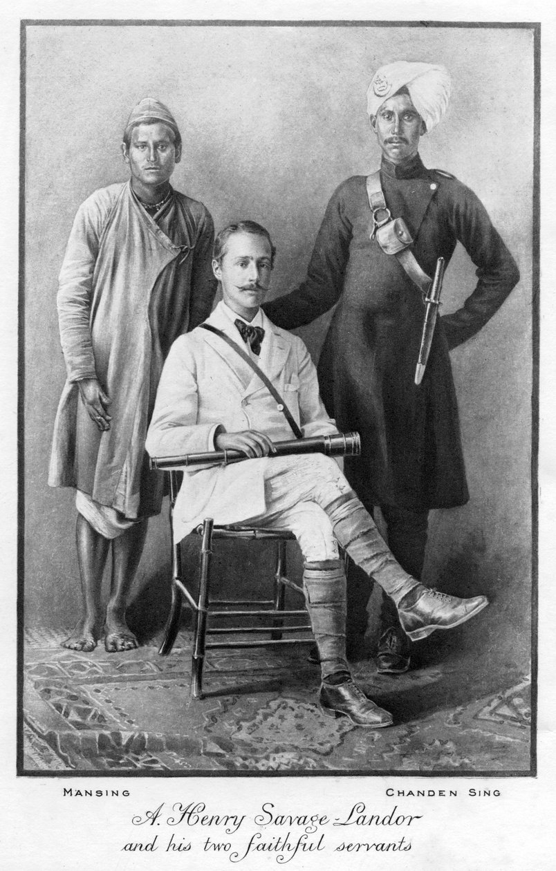 Arnold Henry Savage Landor 1865-1924 és két hűséges szolgája, 1898 alkotó: Unbekannt