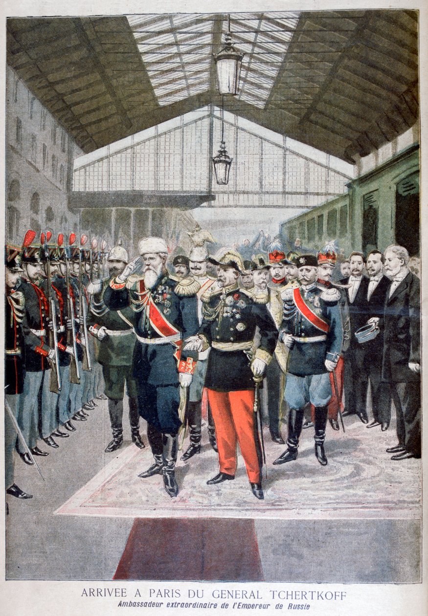 Tchertkoff Chertkov tábornok, orosz franciaországi nagykövet érkezése Párizsba, 1895. alkotó: Unbekannt