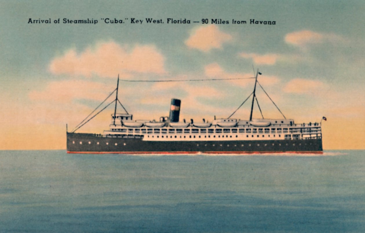 Kuba gőzhajó érkezése. Key West, Florida – 90 mérföldre Havannától, 1940-es évek alkotó: Unbekannt