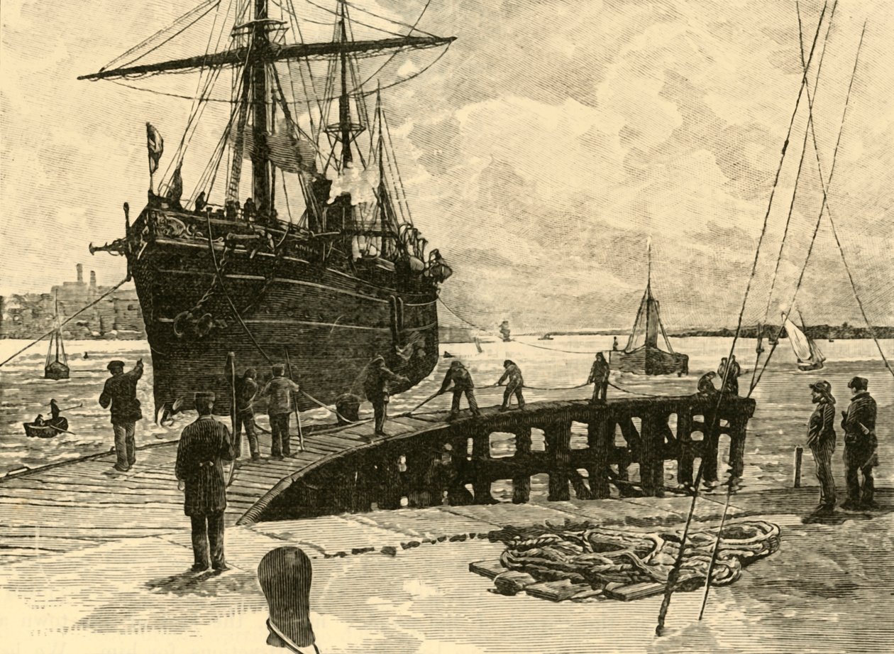 Egy gőzhajó érkezése a Southampton Docksba, 1898. alkotó: Unbekannt