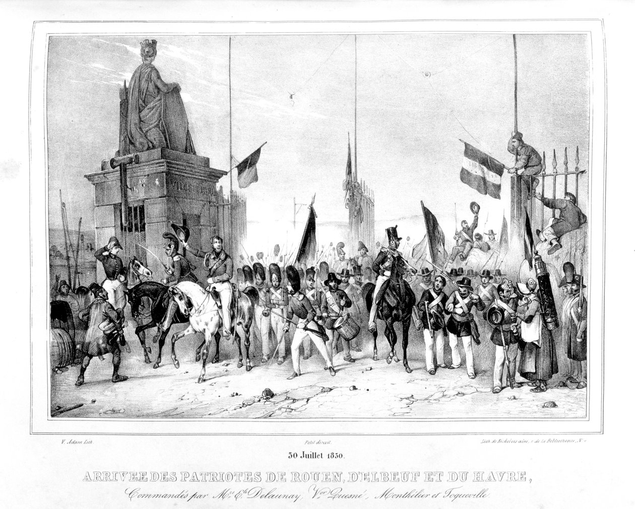 Rouen, Elbeut és Le Havre hazafiainak érkezése Párizsba, 1830. július 30. alkotó: Unbekannt