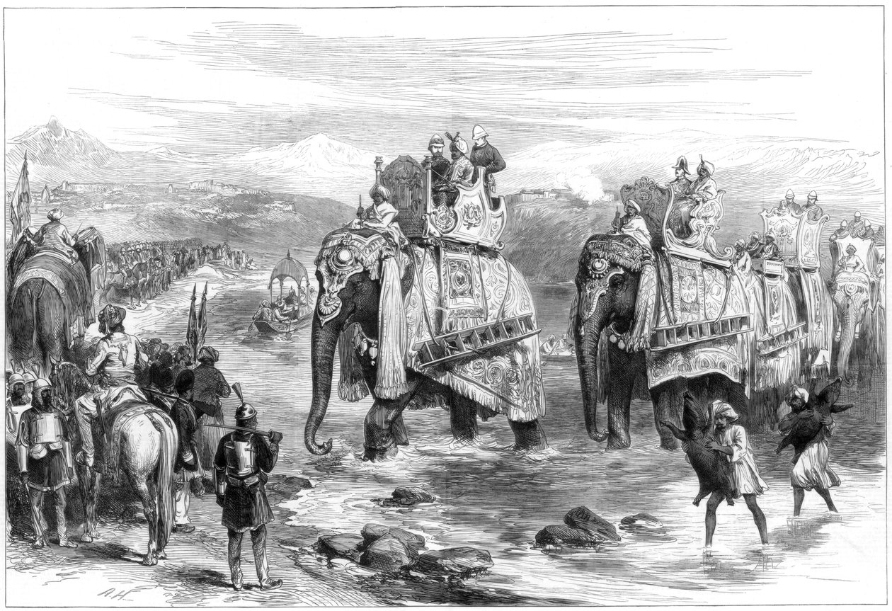A walesi herceg érkezése Jummoo-ba, Cashmere, 1876 alkotó: Unbekannt