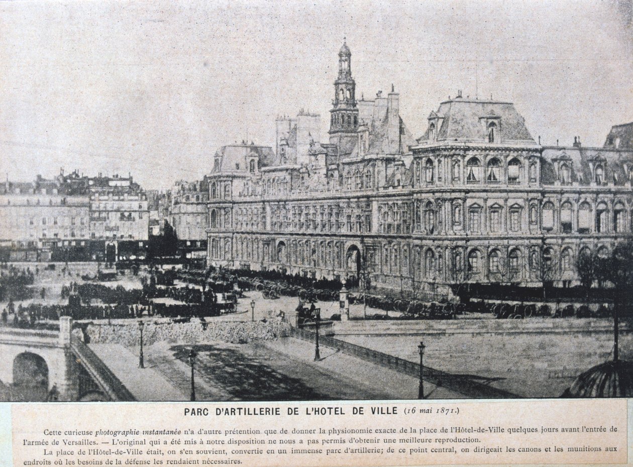 Tüzérségi darabok sorakoztak a párizsi Hotel de Ville előtt, 1871. május 16 alkotó: Unbekannt