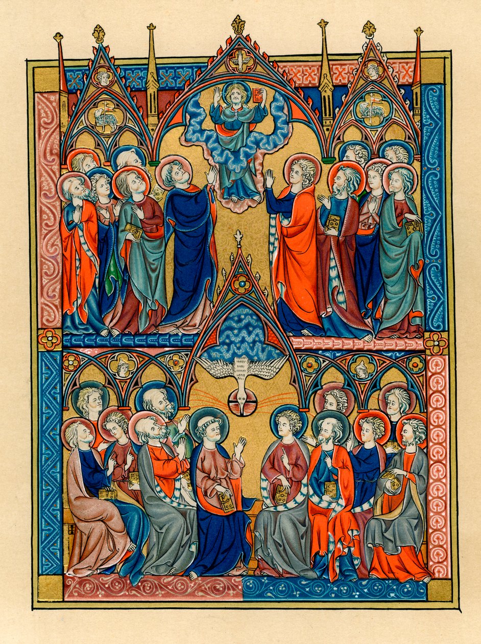 Mennybemenetel és pünkösd, 1290-1300 alkotó: Unbekannt