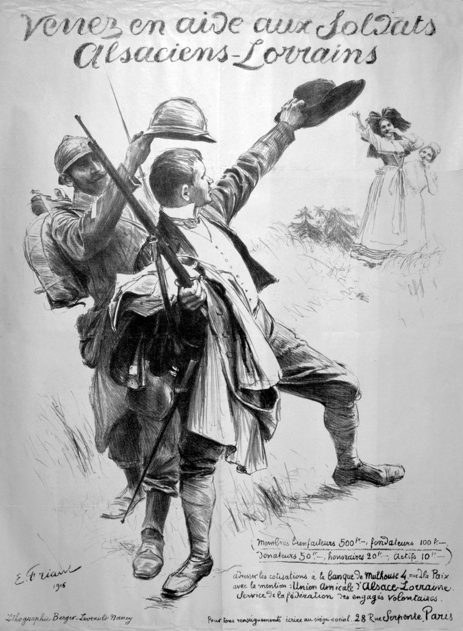 Az elzászi katonák megsegítése, francia első világháborús plakát, 1916 alkotó: Unbekannt