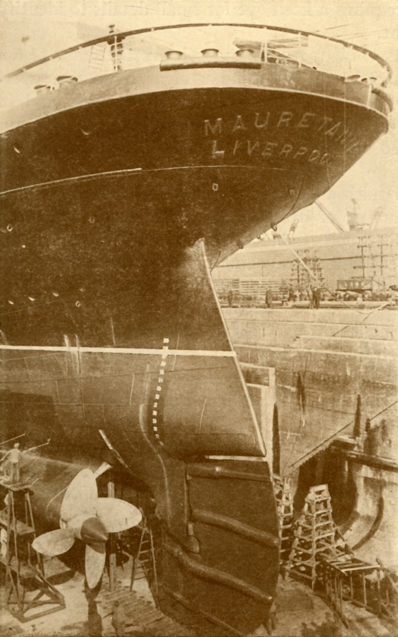 Munkahelyen a Mauretania tatján, a Dry Dockban, 1930. alkotó: Unbekannt