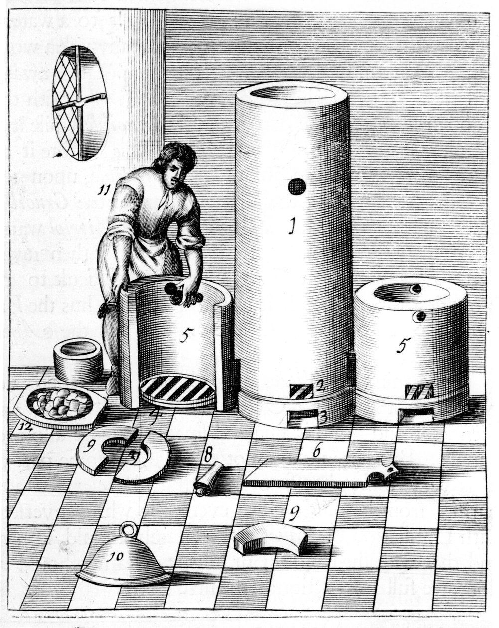 Athanor vagy Slow Harry, egy önetető kemence, amely állandó hőmérsékletet tart fenn, 1683 alkotó: Unbekannt