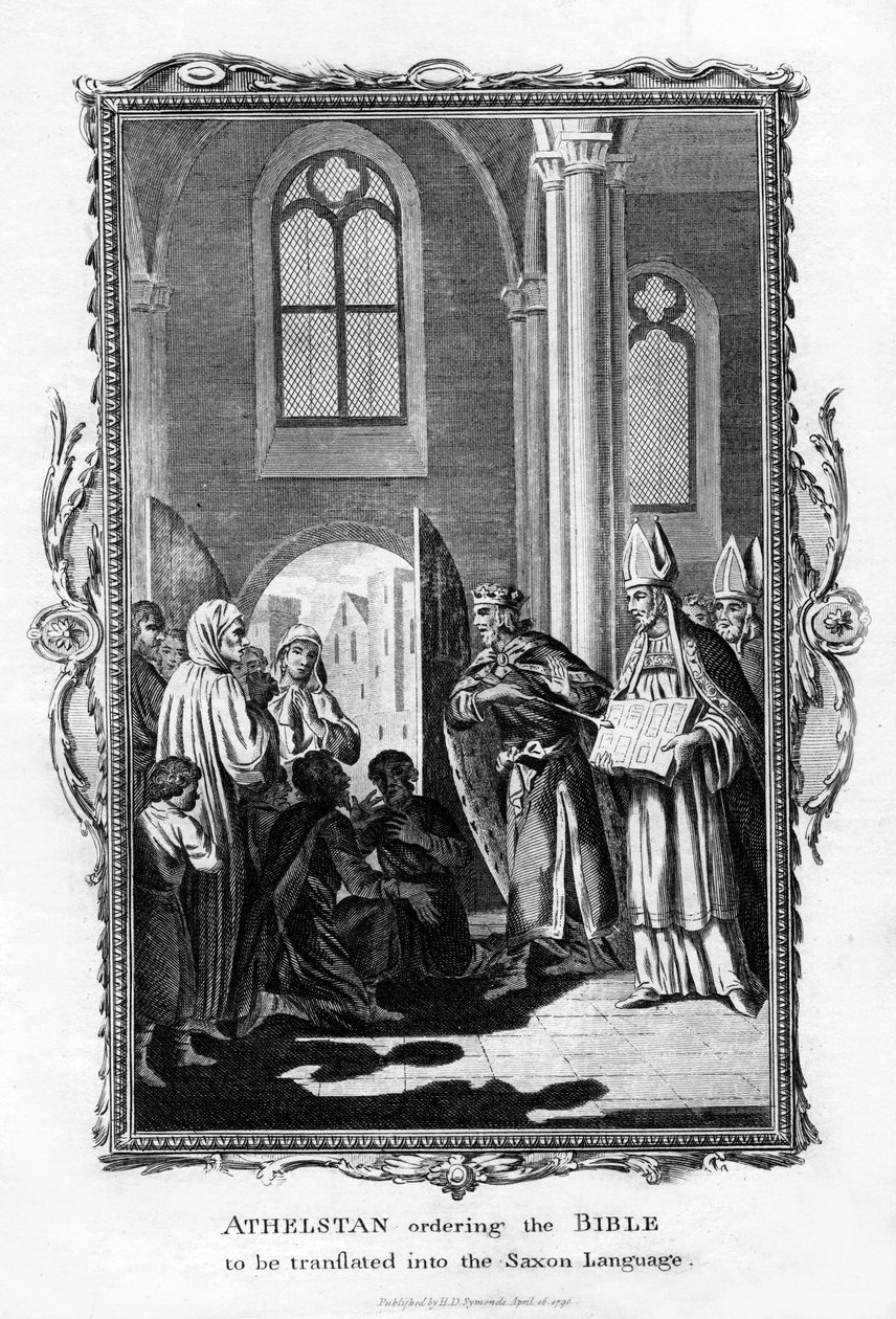 Athelstan elrendelte, hogy fordítsák le a Bibliát szász nyelvre, 1796 alkotó: Unbekannt