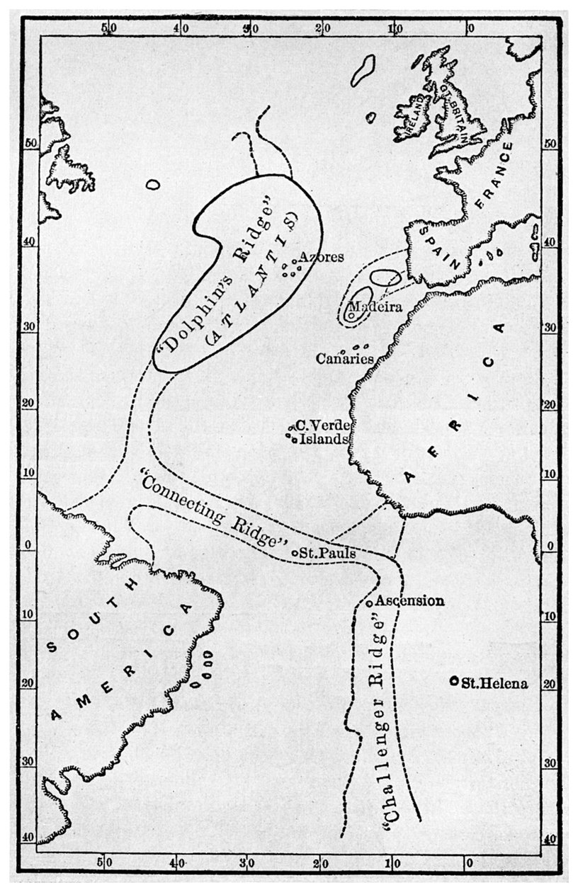 Atlantisz: térkép, amely a mitikus kontinens helyét mutatja, c1882 1956 alkotó: Unbekannt