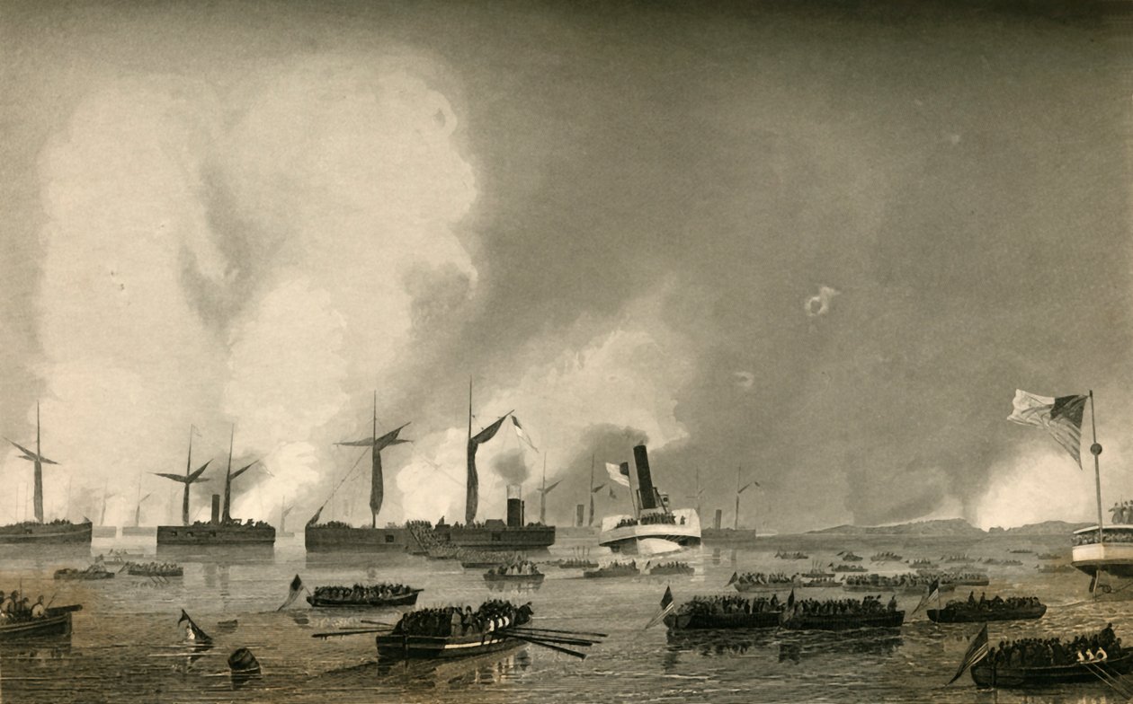 Attack Upon Roanoke Island – A csapatok partraszállása, 1878. alkotó: Unbekannt