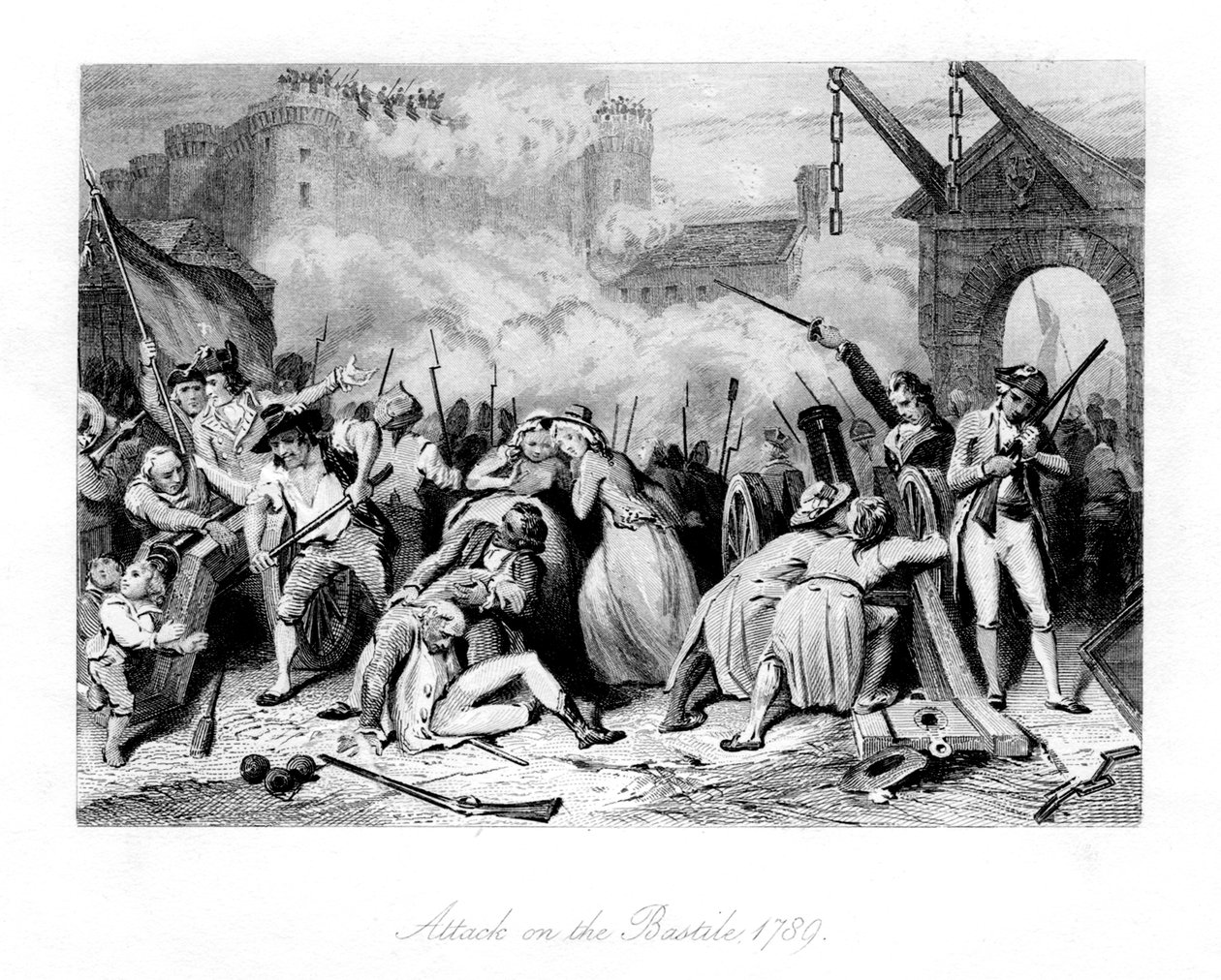 Támadás a Bastille ellen, 1789, 1845 alkotó: Unbekannt