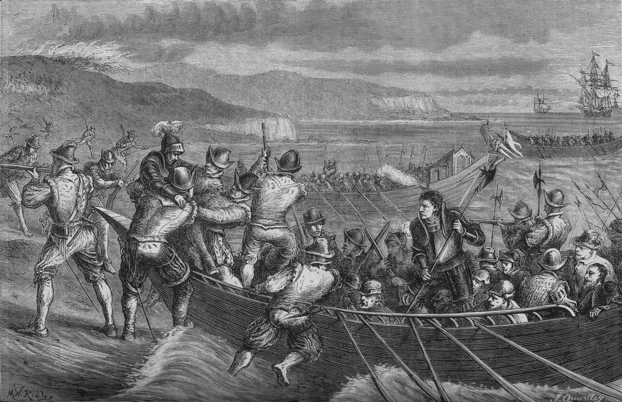 Támadás a Wight-szigeten, 1545. július, 1880 alkotó: Unbekannt