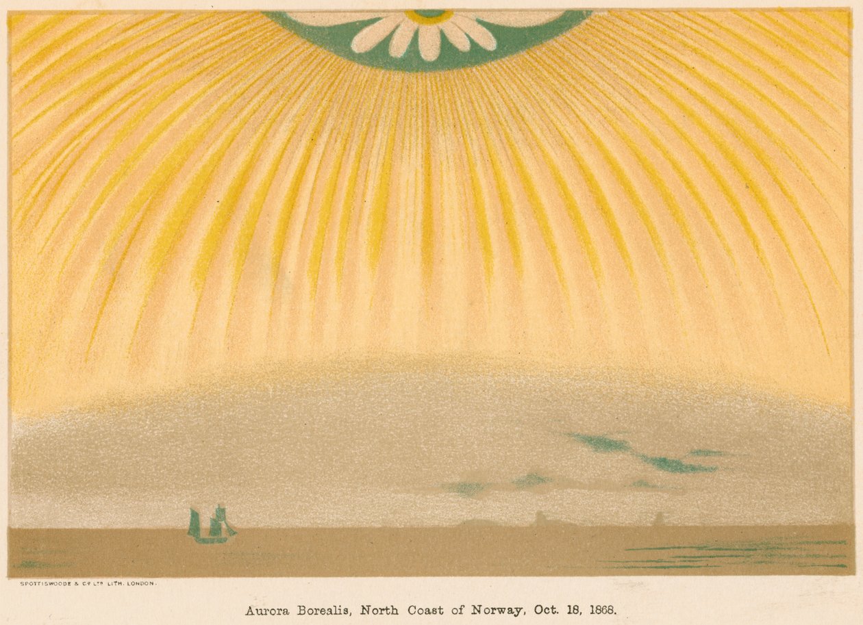 Aurora Borealis vagy az északi fény Észak-Norvégiából, 1868. október 10., 1906. alkotó: Unbekannt