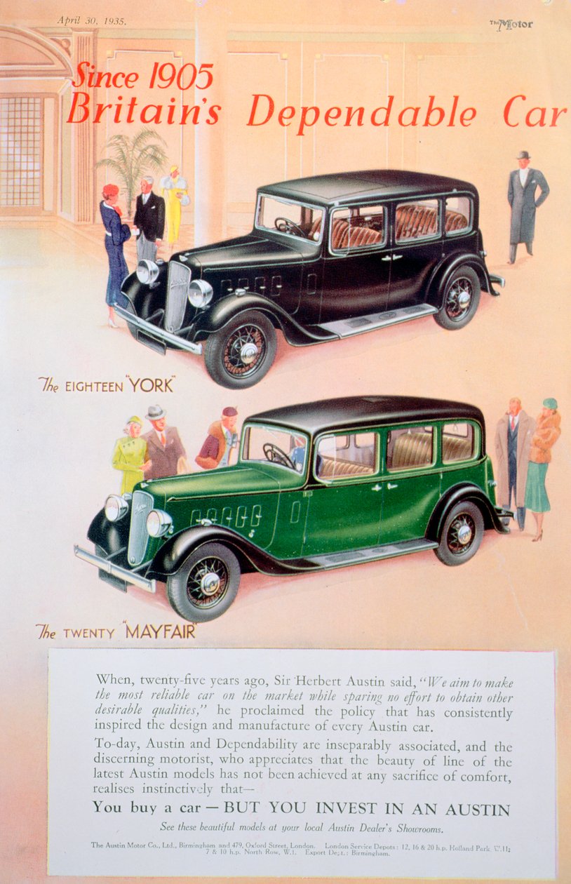 Austin autóhirdetés, 1935 alkotó: Unbekannt