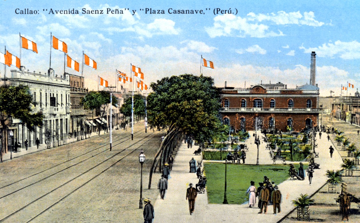 Avenida Saenz Pena és Plaza Casanave, Callao, Peru, 1900-as évek alkotó: Unbekannt