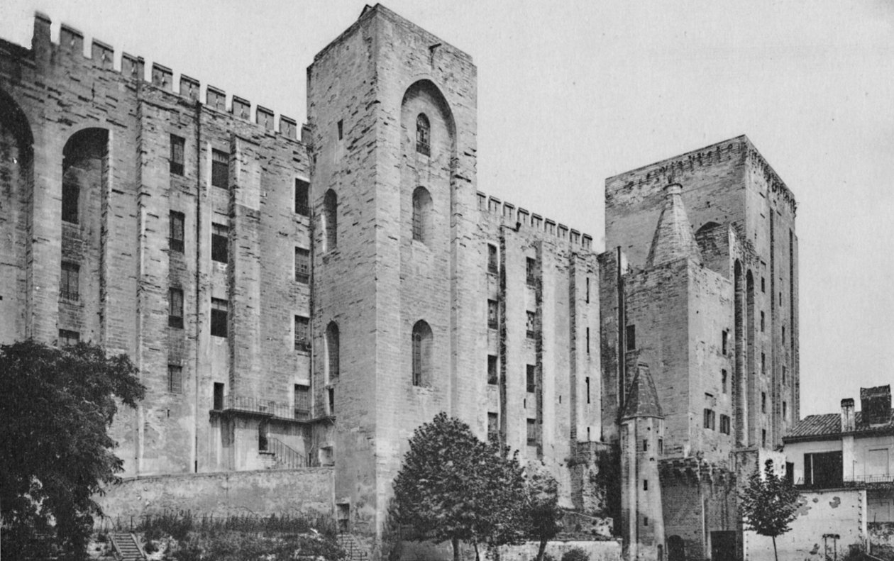 Avignon. - Pápai palota St. Jean és Trouillas Towers nyugati frontja, 1925 alkotó: Unbekannt
