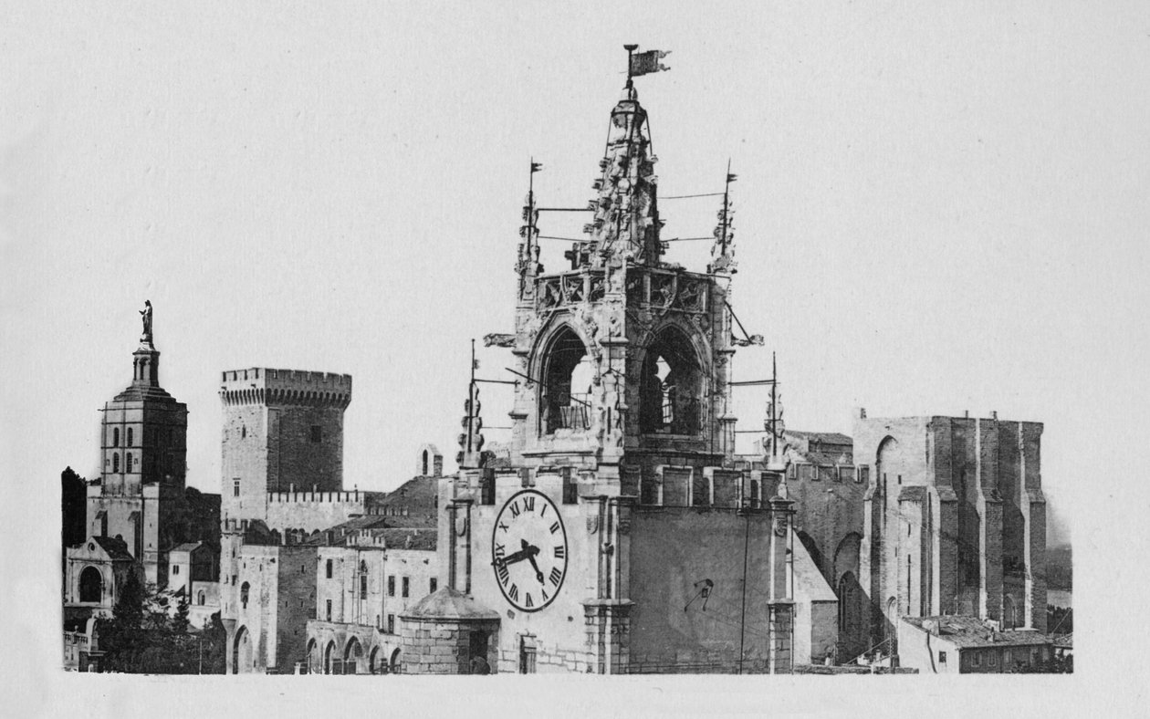 Avignon - A Jacquemart-torony, a Notre-Dame of Doms templom és a pápai palota, 1925 alkotó: Unbekannt