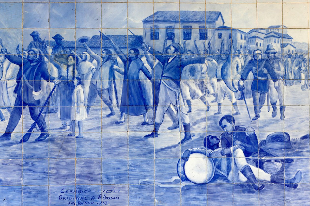 Azulejo mozaik, amely Brazília függetlenségi harcát ábrázolja, Cachoeira, Brazília alkotó: Unbekannt