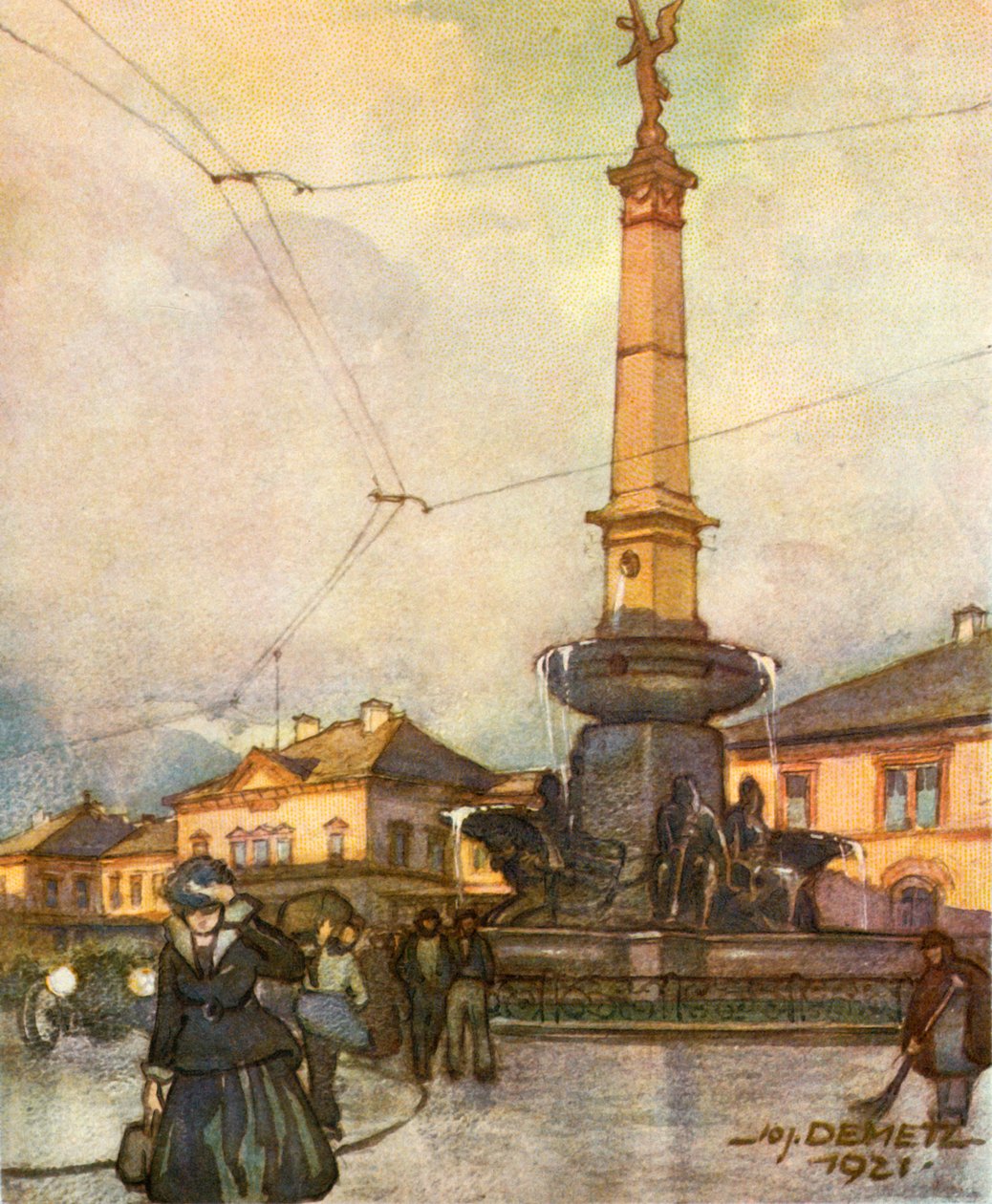 Pályaudvar Egyesítő Szökőkúttal, Vasútállomás Egyesítő Szökőkúttal, C1929. alkotó: Unbekannt