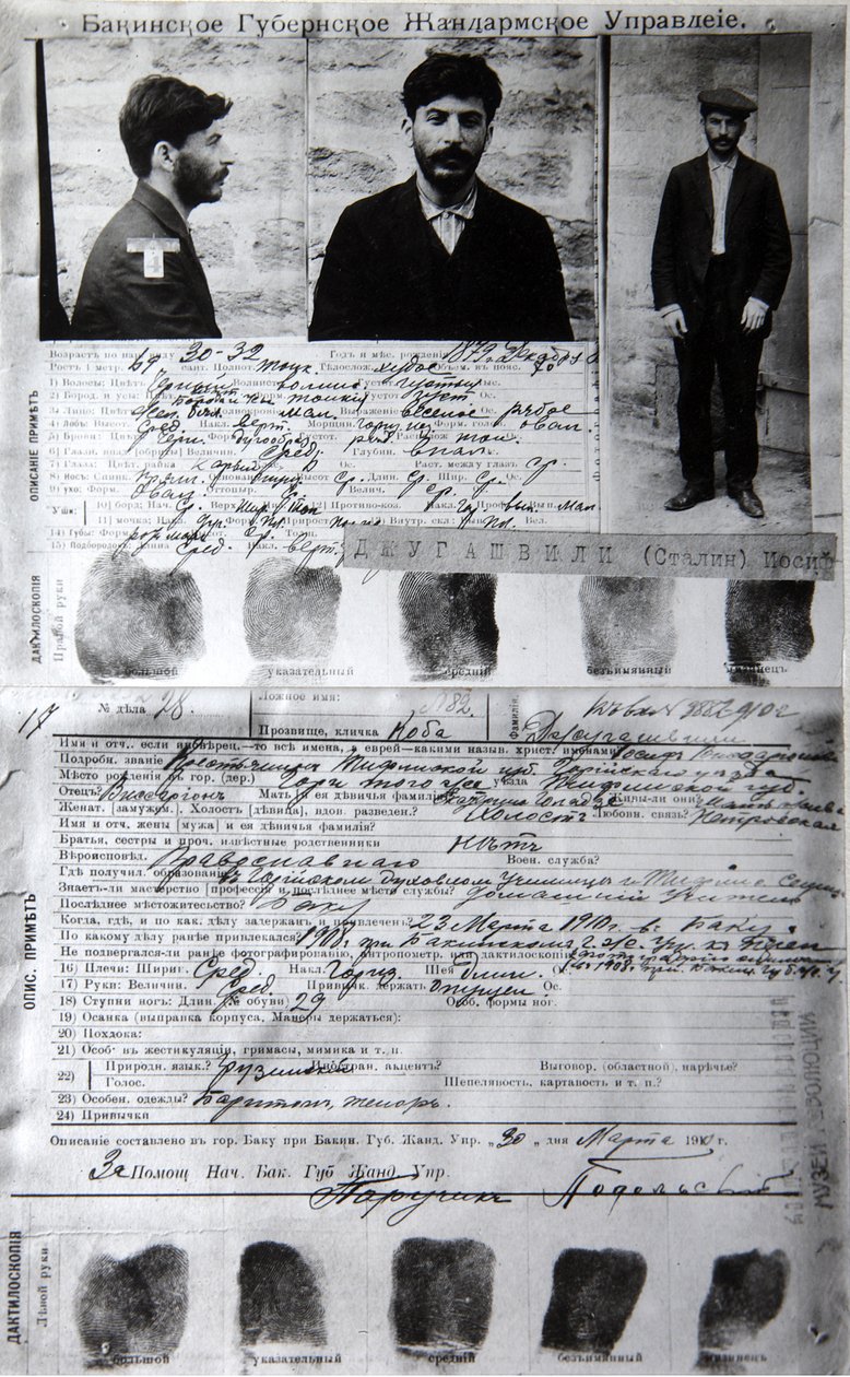 J Jugashvili Sztálin politikai bûnözõ bakui rendõrségi formája, 1910 alkotó: Unbekannt